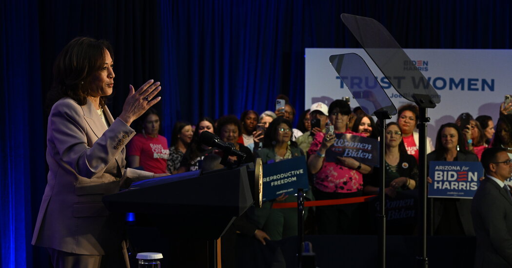 As College Students Protest, Harris Keeps Her Focus on Abortion