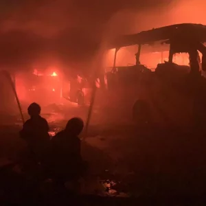 14 luxury buses burnt to ashes in locked garage, guards in police custody