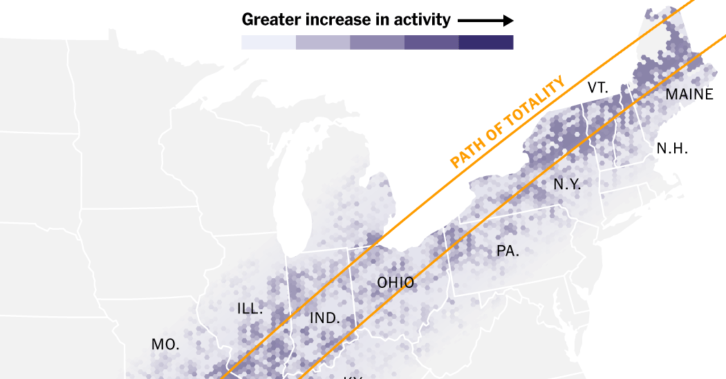 See Maps of Where Eclipse Seekers Flocked and the Traffic That Followed