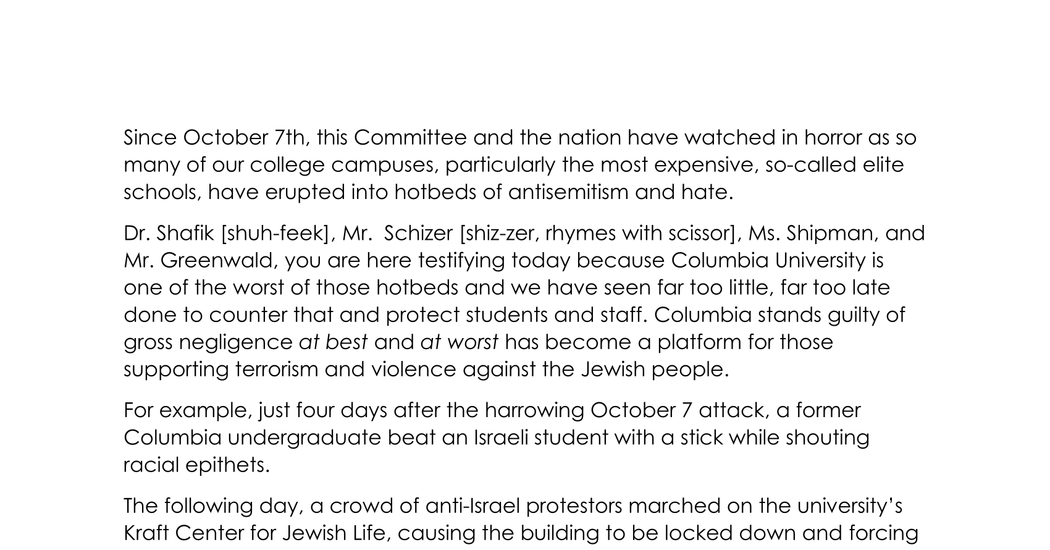 Read Virginia Foxx’s Opening Remarks