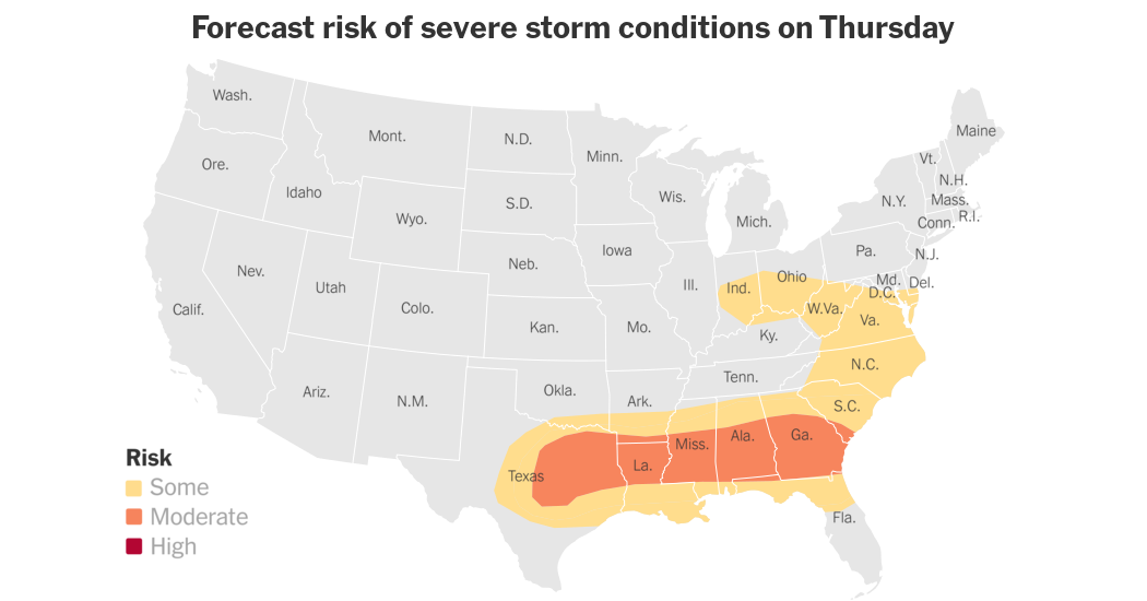 Southern States Brace for More Severe Storms and Possible Tornadoes