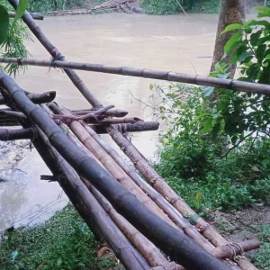 A bamboo pole broke again in Kaptai due to landslides, hundreds of people suffered
