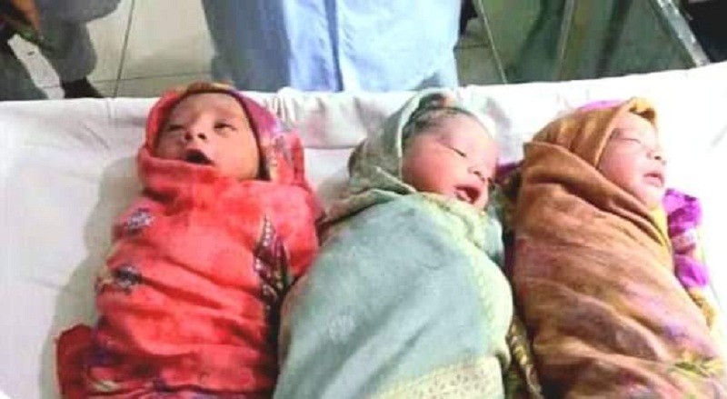 Nupur gave birth to three children at once