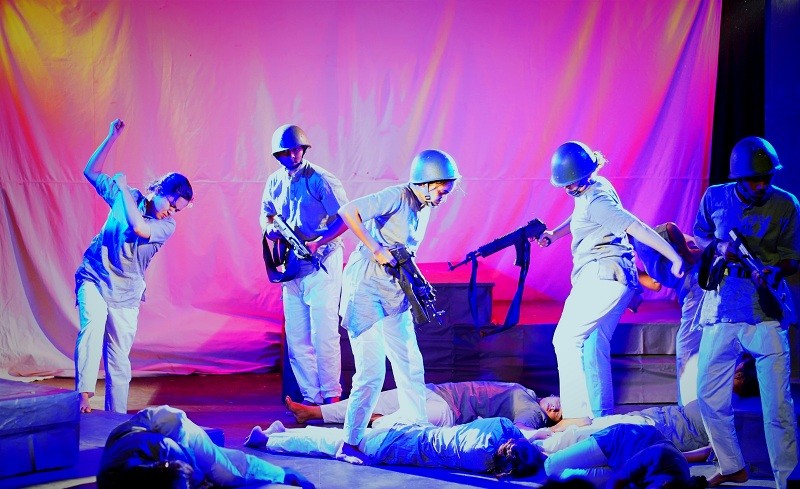 Salim Al Din's famous play 'Nimjjan' was staged at Nazrul University.