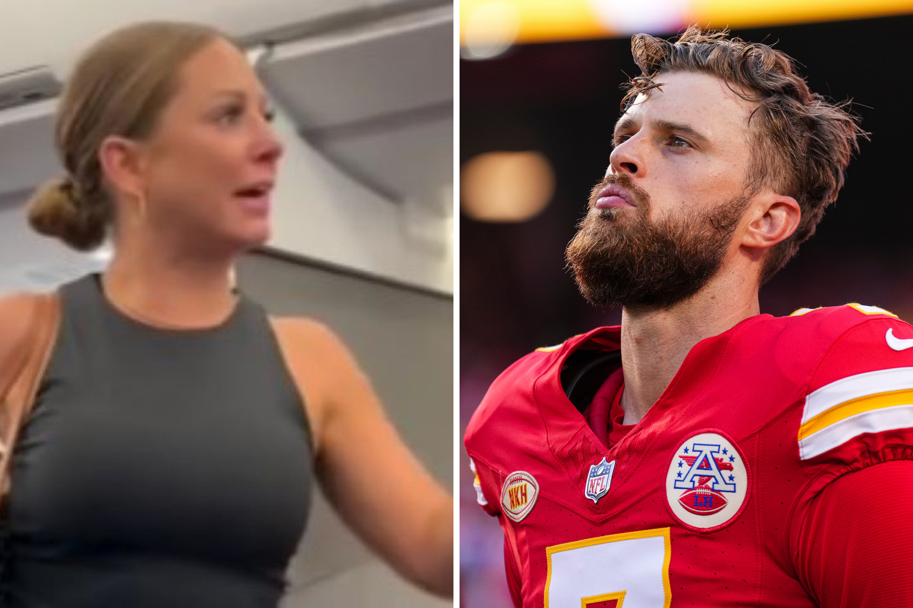 Viral ‘Not Real’ Plane Woman’s Harrison Butker Message Takes Off Online