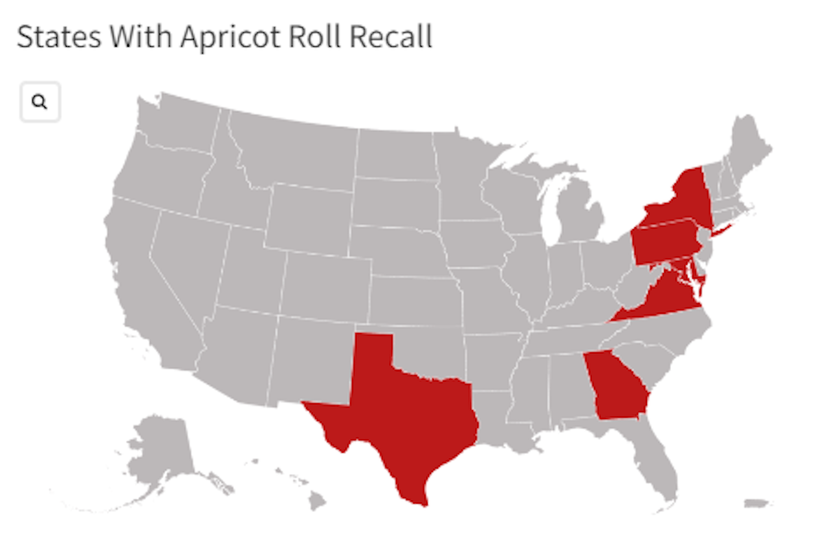 Dessert Recall Map as Warning Issued in Six States
