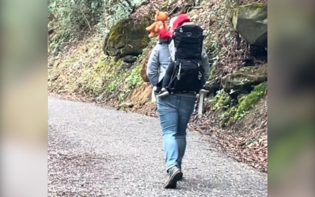 What Mom Sees Toddler Doing for His Teddy on Hike Makes It All ‘Worth It’