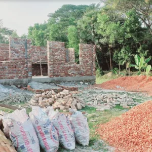 A UP member built a house with road bricks in Patharghata
