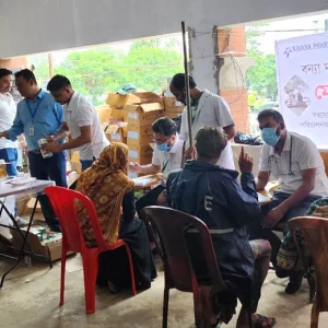Navana Pharma and Japan Bangladesh Friendship Hospital are next to the flood victims