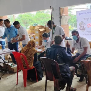 Navana Pharma and Japan Bangladesh Friendship Hospital are next to the flood victims