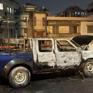 Police car caught fire in Malibagh