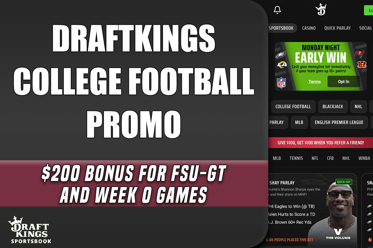 DraftKings College Football Promo: $200 Bonus for FSU-GT, Week 0 Games