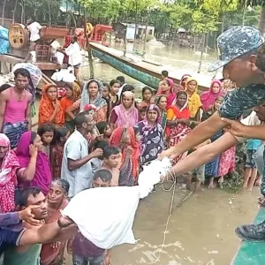 Bangladesh Navy in medical assistance and rescue operation in Feni