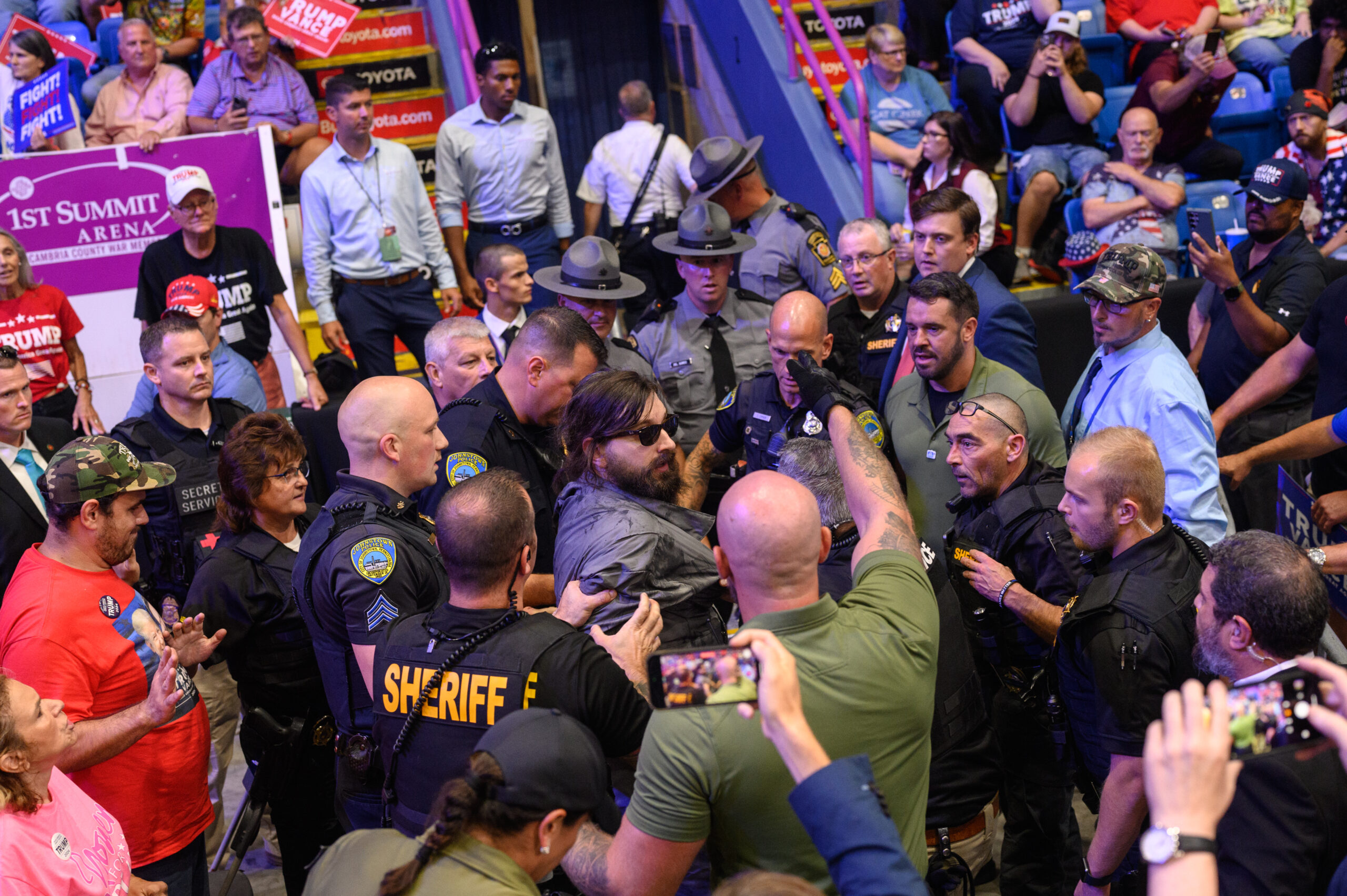 Trump Rally Security Tackles Man Who Jumped on to Riser
