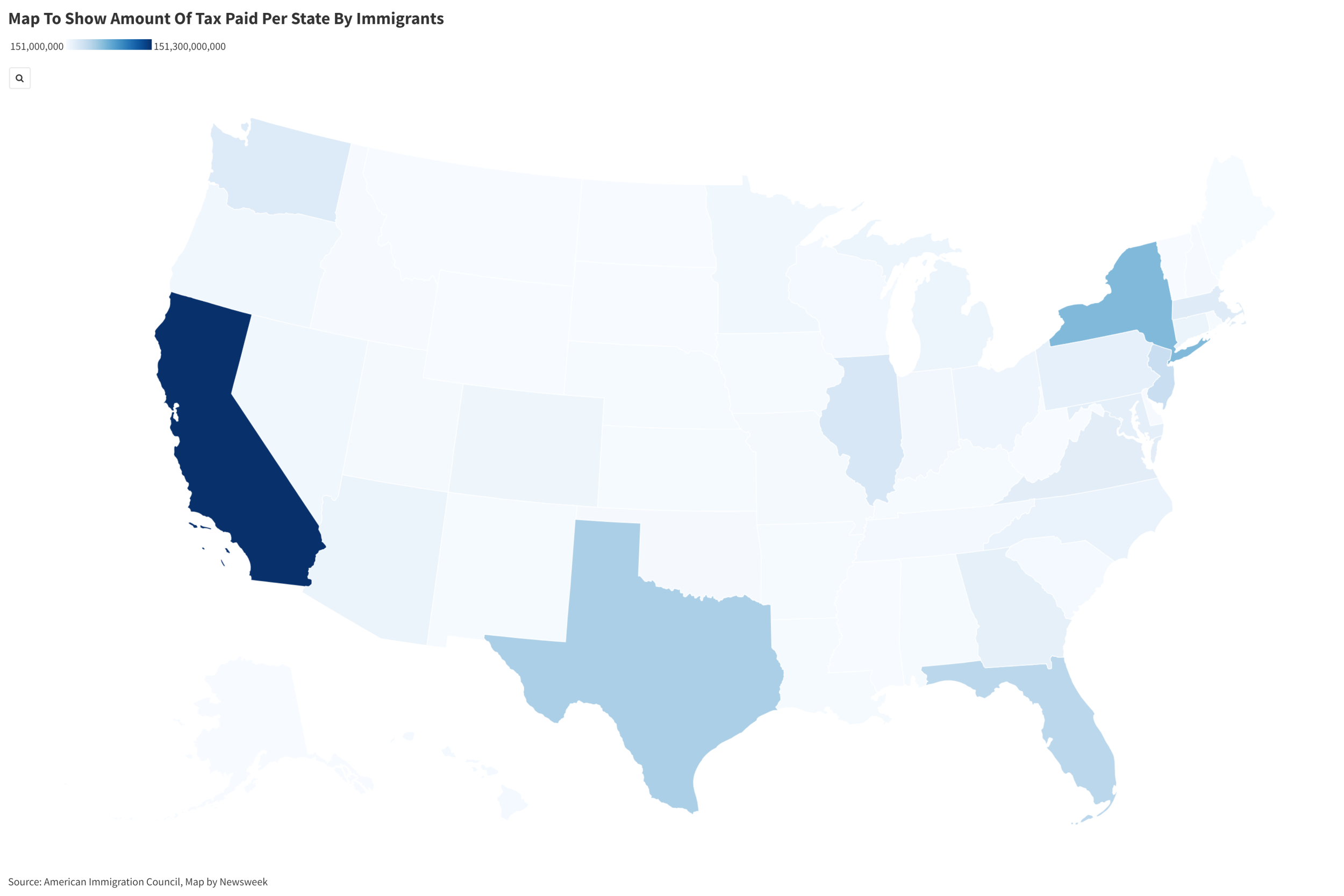Map Shows How Much Immigrants Pay In Taxes In Every State