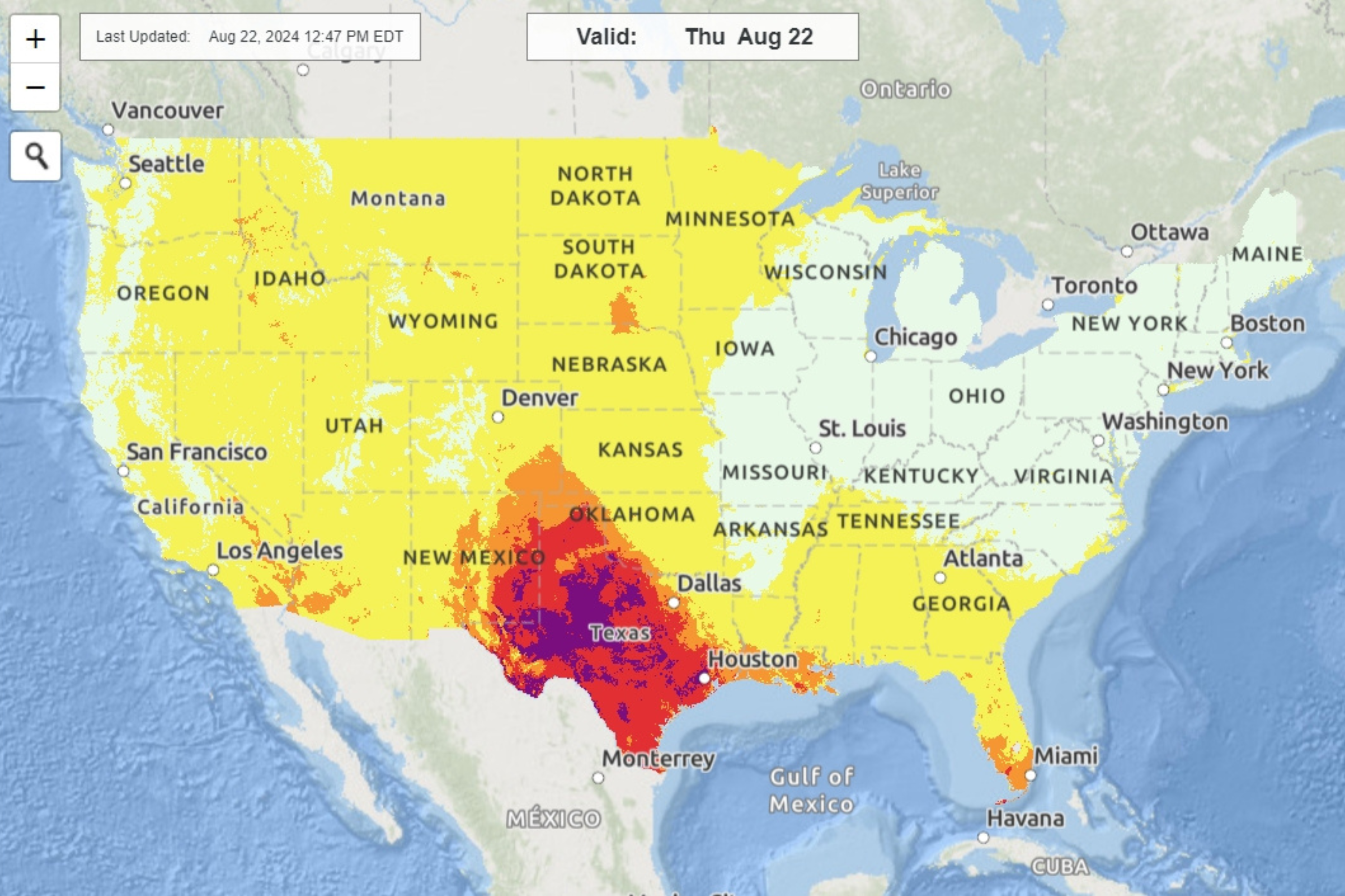 Map of States at Risk for Extreme Heat Amid Lethal Temperature Warning