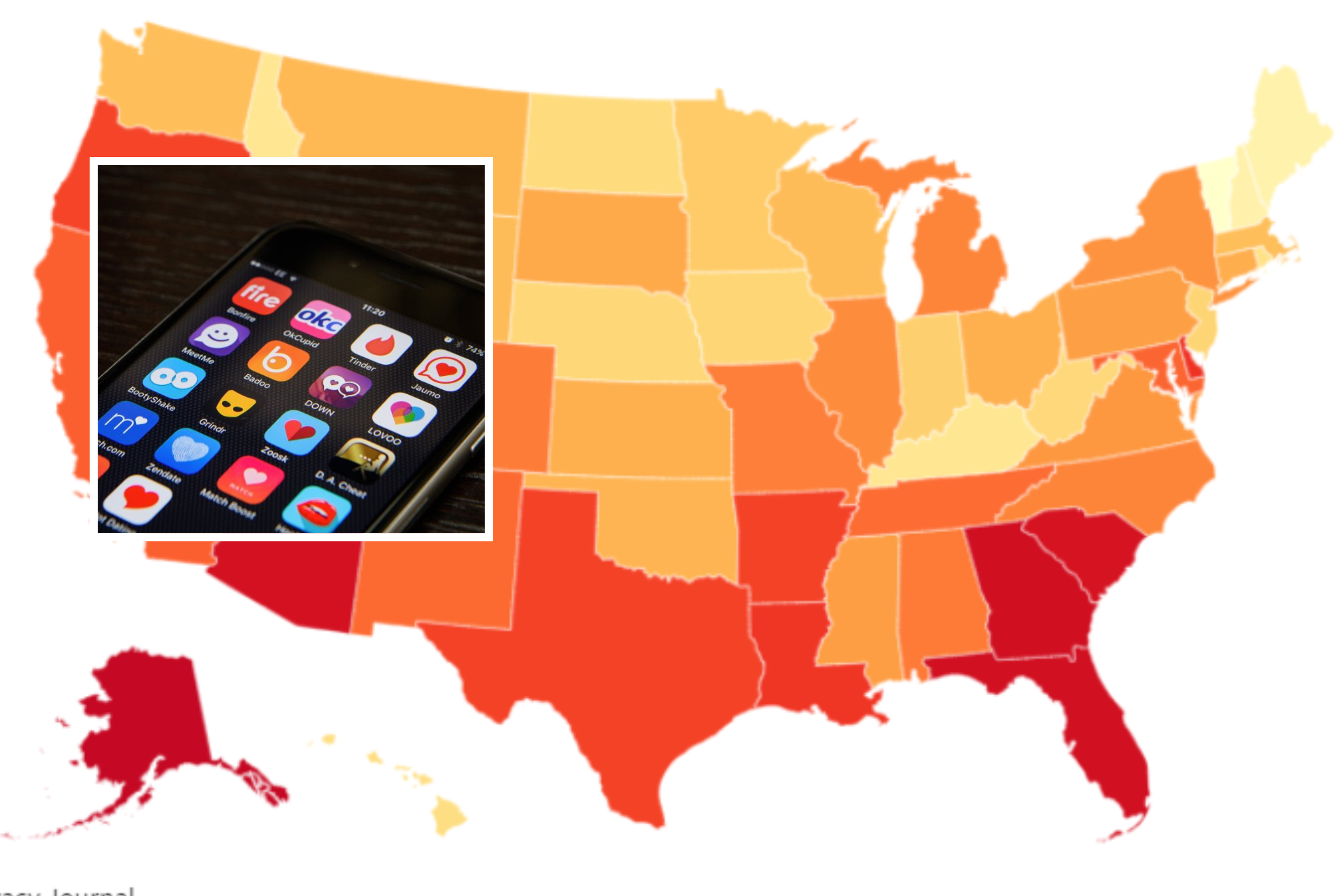 Map Shows the Most Dangerous States for Online Dating