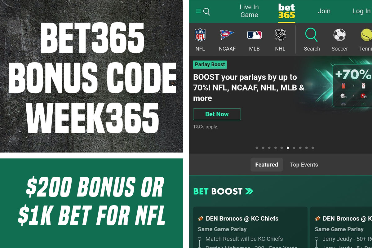 Bet365 Bonus Code WEEK365: Pick $200 Bonus or $1K Safety Net for NFL Week 1