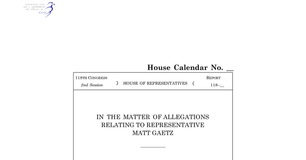 Read the Full Matt Gaetz Report from the House Ethics Committee