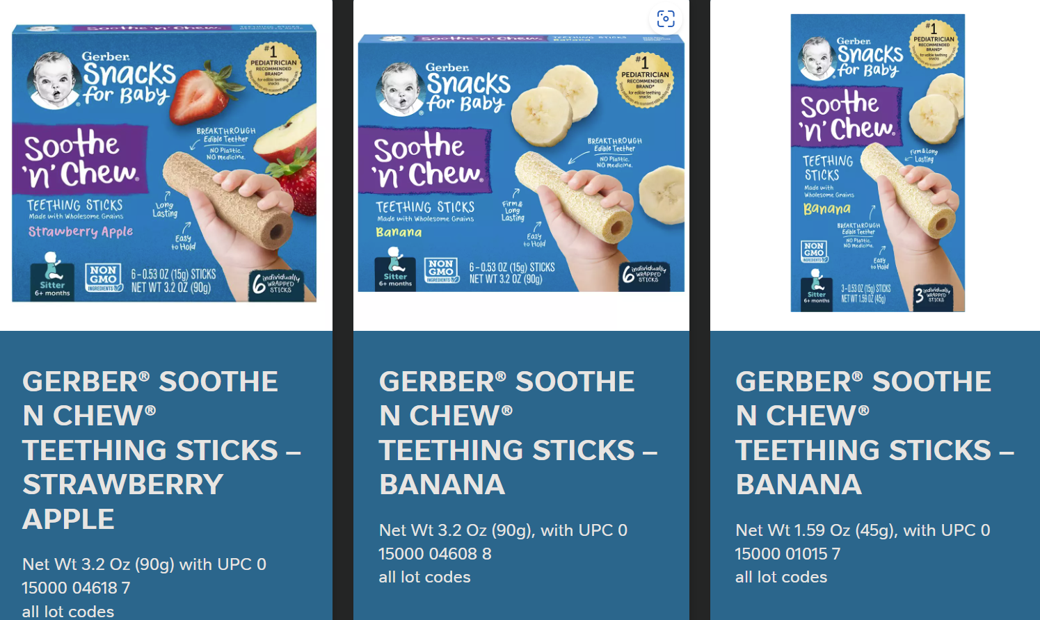 Gerber Issues Nationwide Recall of Teething Sticks Due to Choking Hazard