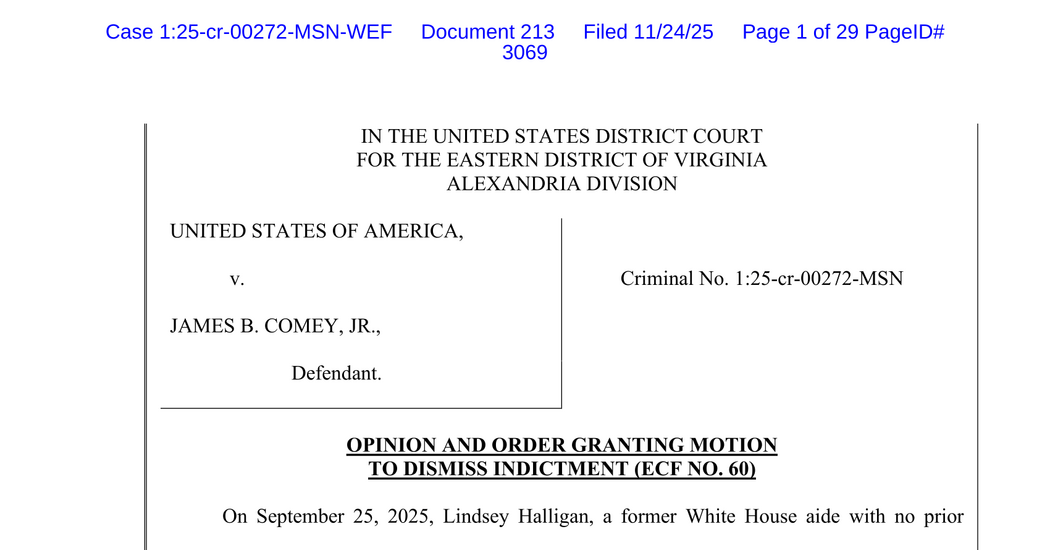 Read the Ruling Dismissing the Charges Against James Comey